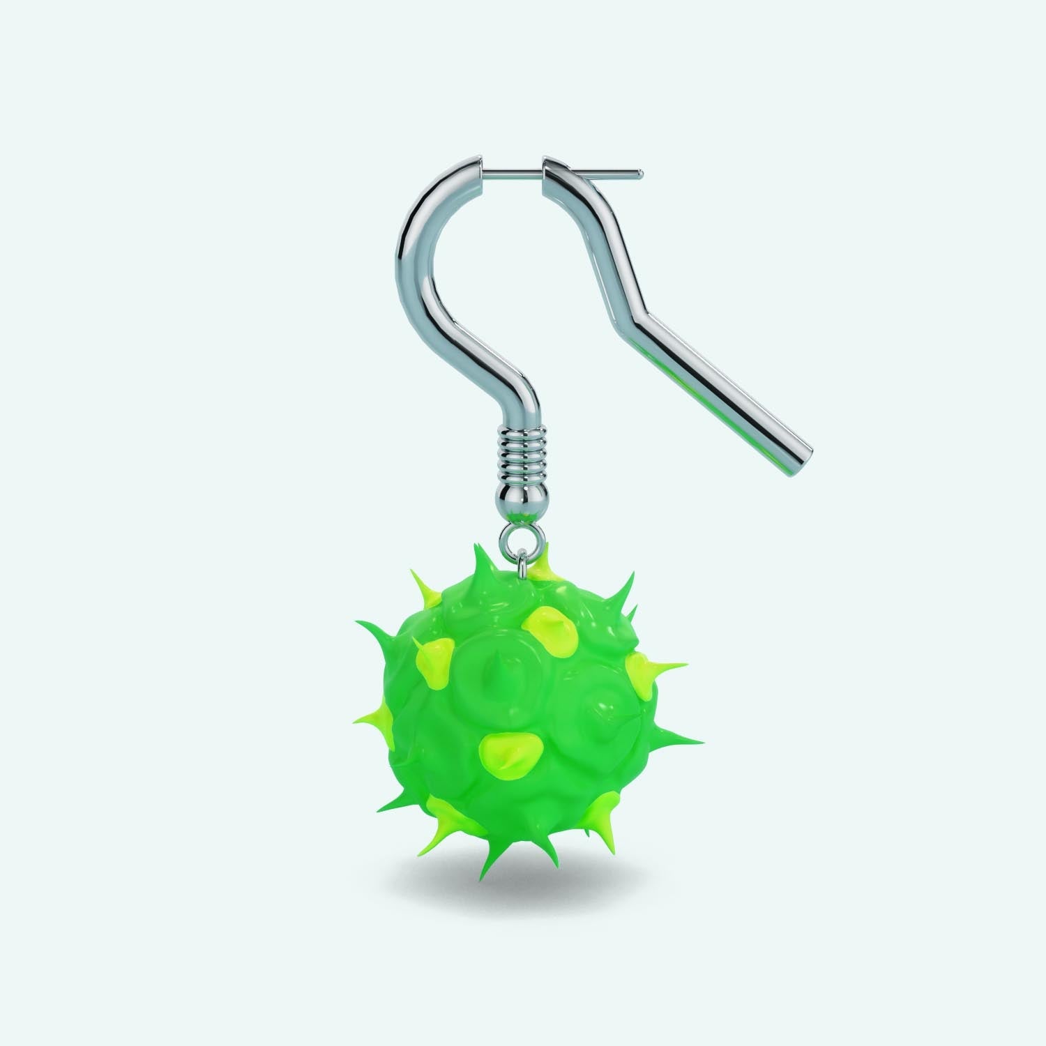 Oversized Spike Ball Earring - Lemon-Lime